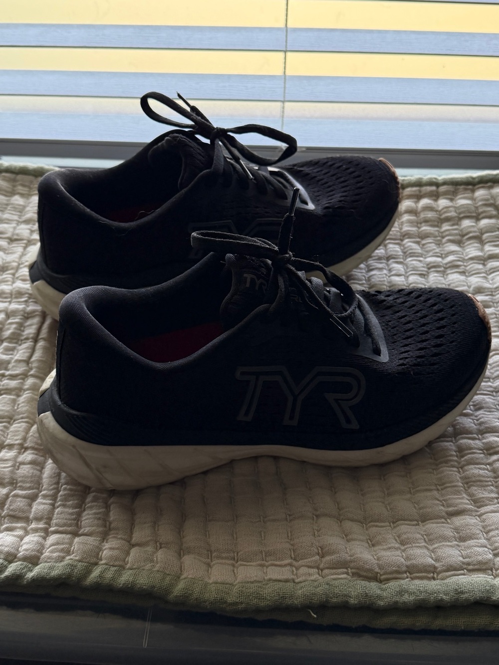 TYR Black Running Shoes with White Soles